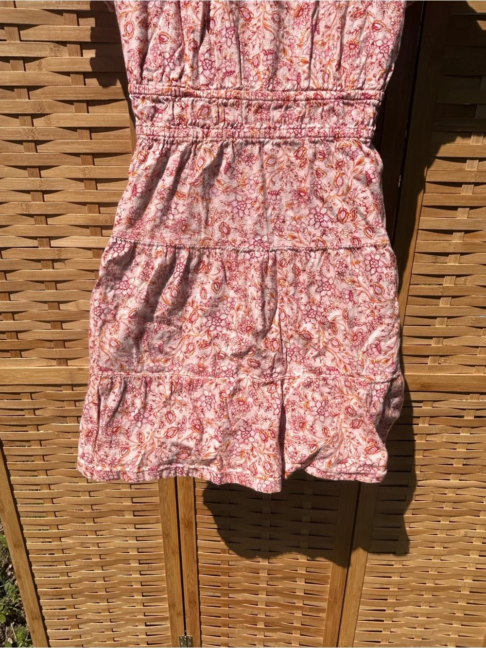 🔥3/$8-Old Navy Pink Paisley Off-Shoulder Tiered dress